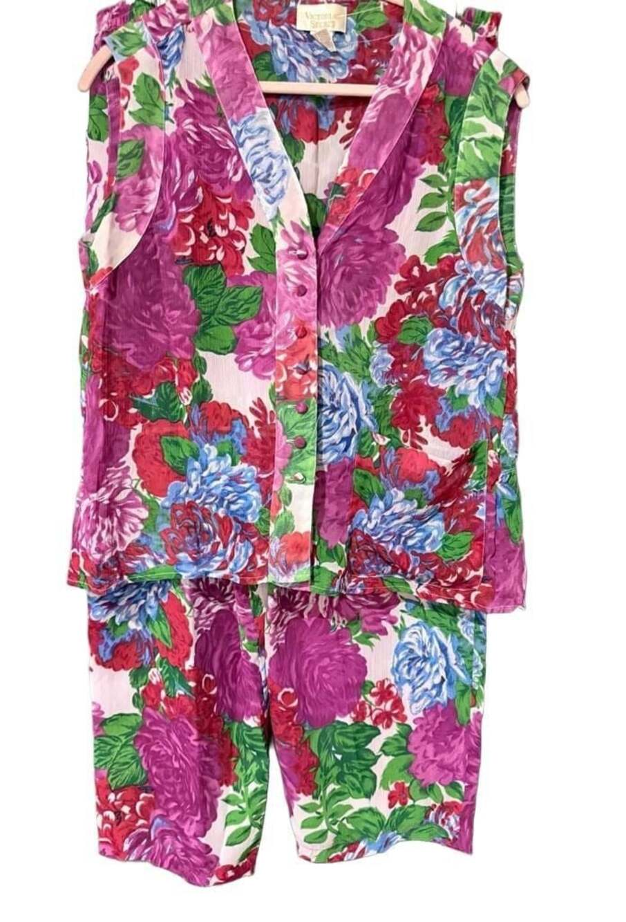 Vintage Victoria's Secret Gold Label Floral Two-Piece Pajama Set Cottage Core